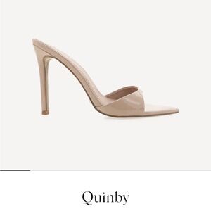 Nude Patent High Heel Mule Sandal Billini Quinby Latte Patent Size 7